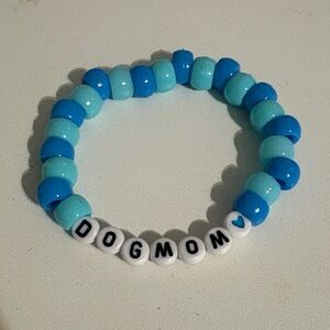 Blue Kandi “Dogmom” Elastic Homemade Bracelet